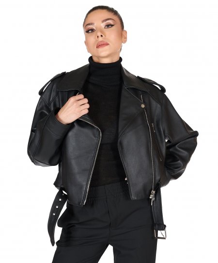 Blouson oversize en cuir...