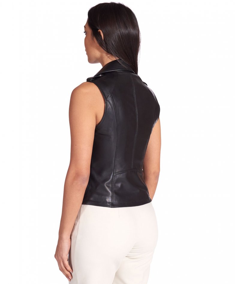 Gilet cuir noir discount femme