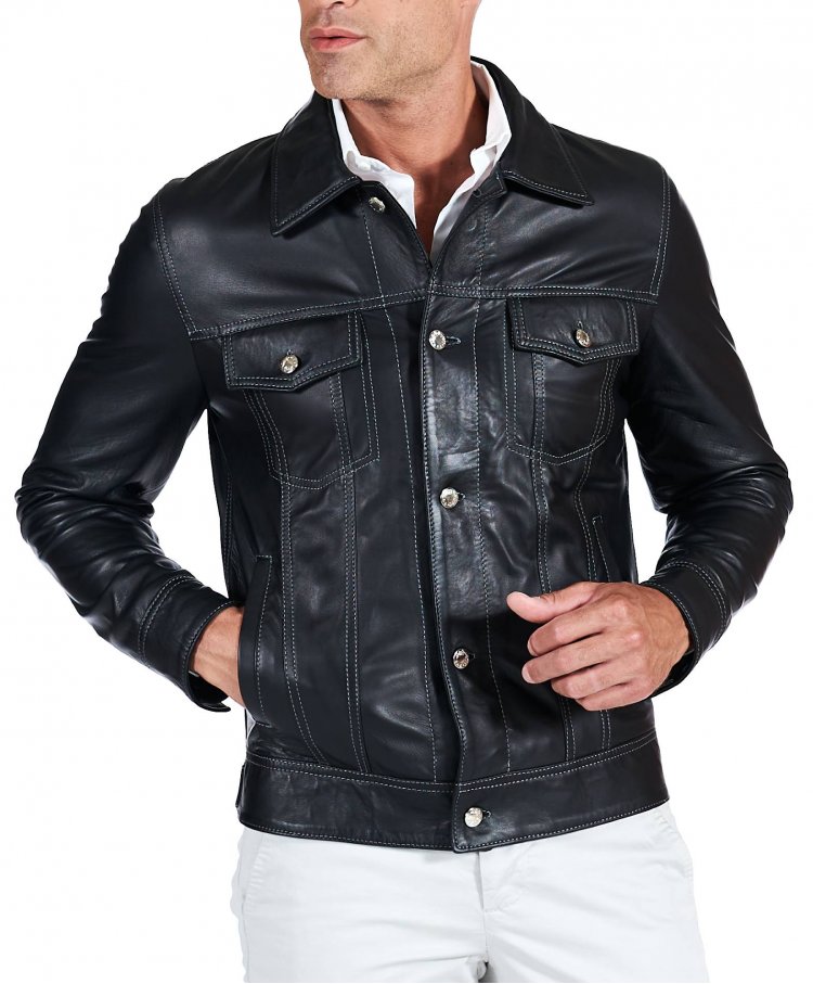 Blouson cuir plongé noir...