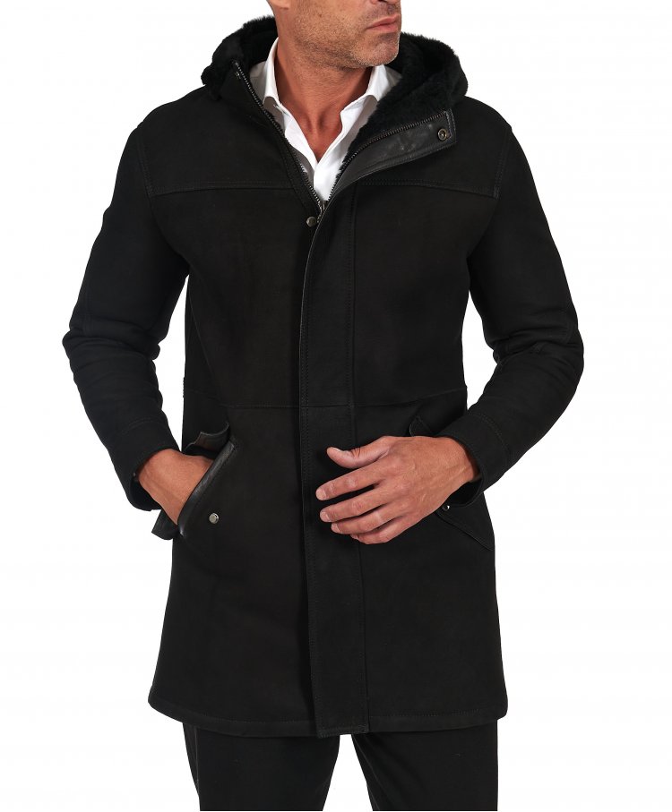 Manteau mouton noir veste...