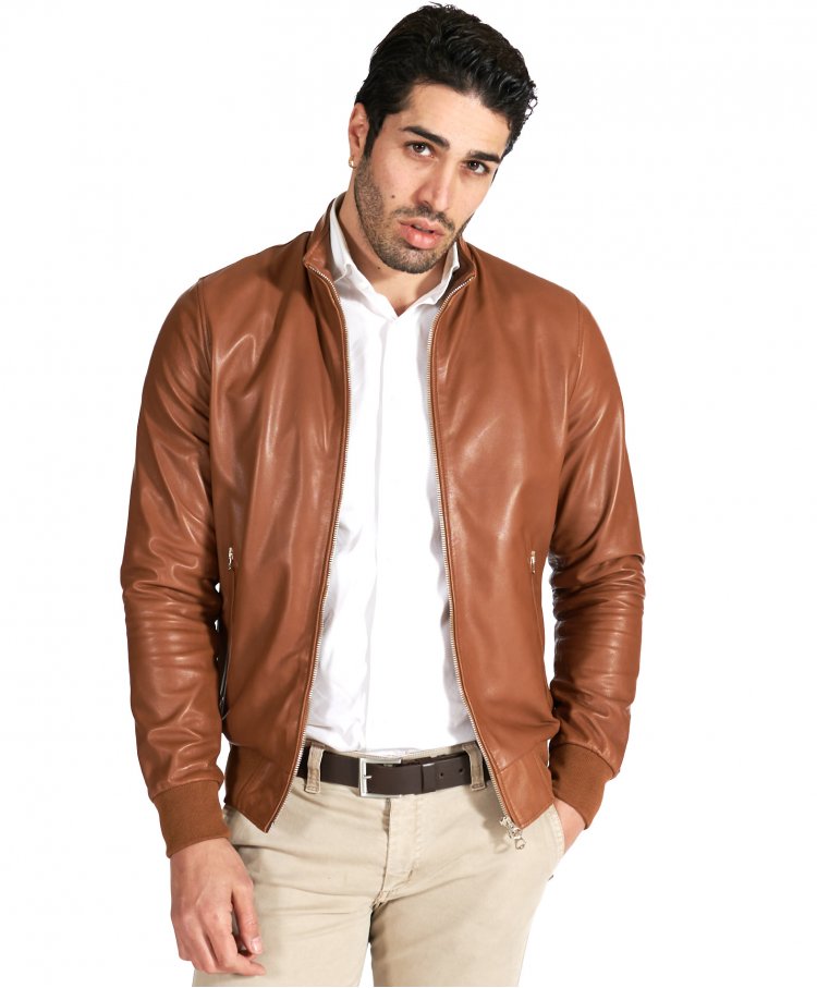 Blouson cuir naturel cognac...