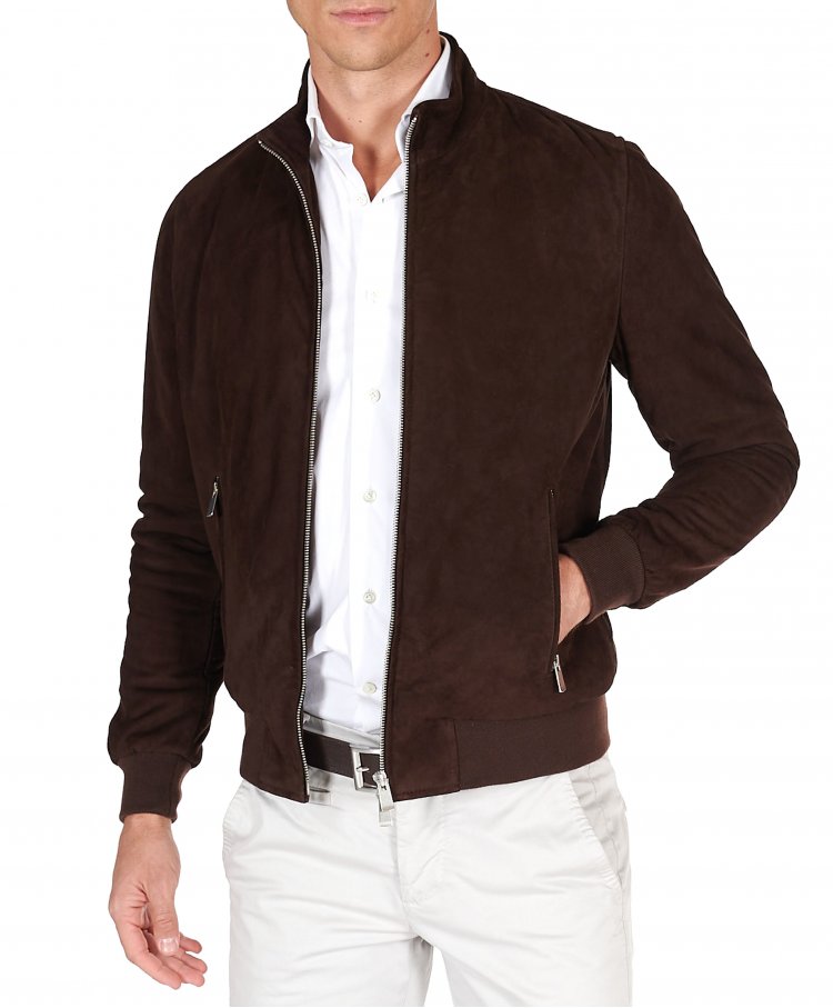 Blouson bomber cuir marron...