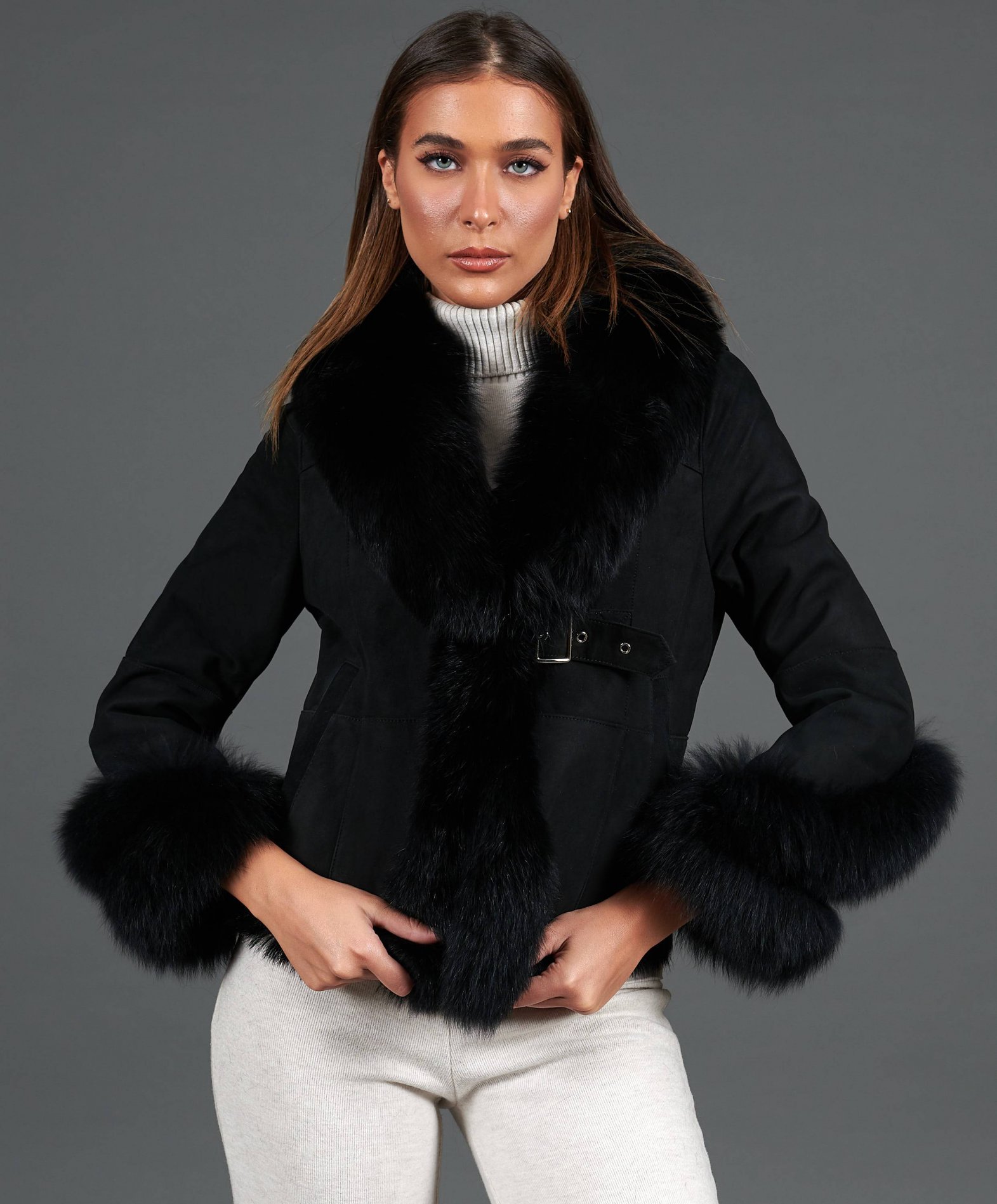 Veste mouton femme noir sale