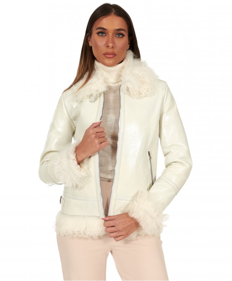 Blouson mouton blanc veste...