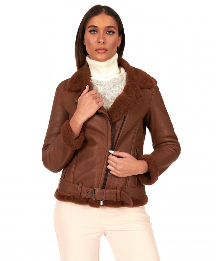 Blouson mouton cognac...