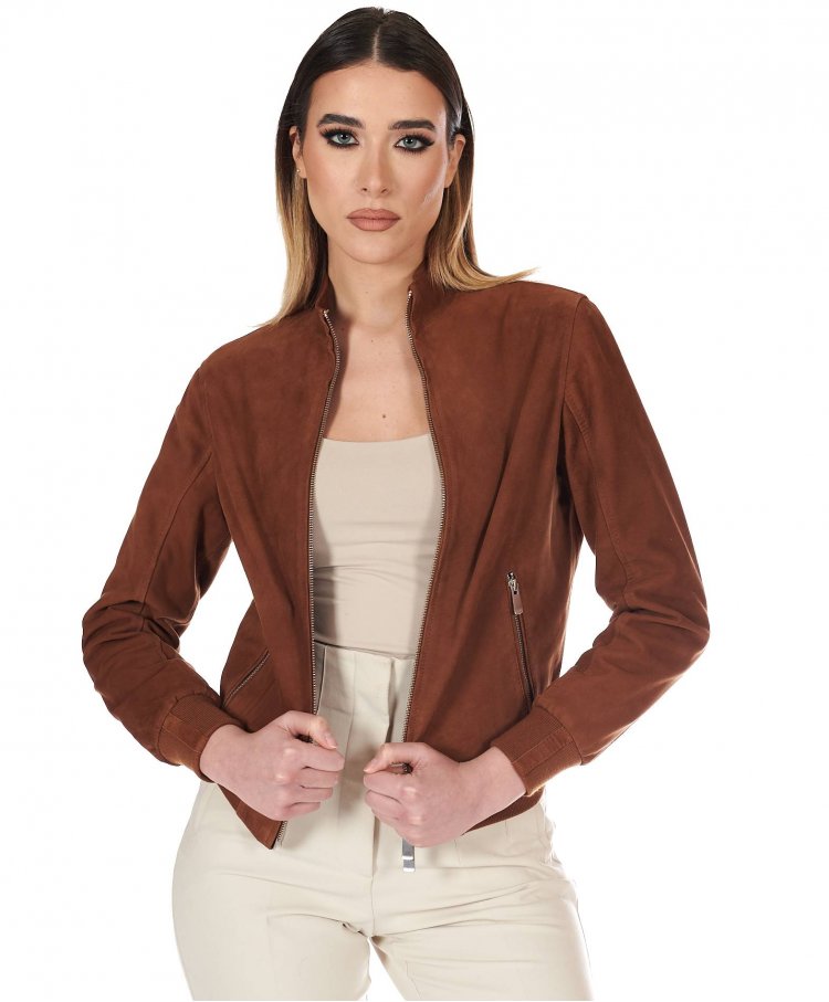 Blouson bomber cuir daim...