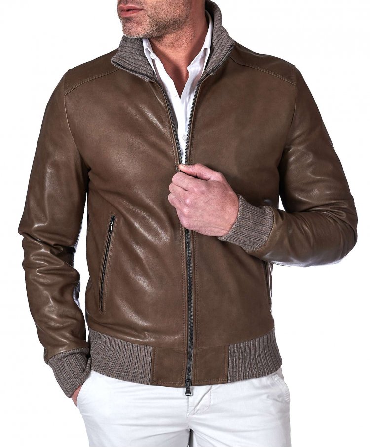 Bomber vintage en cuir...