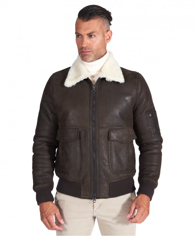 Blouson mouton marron foncé...