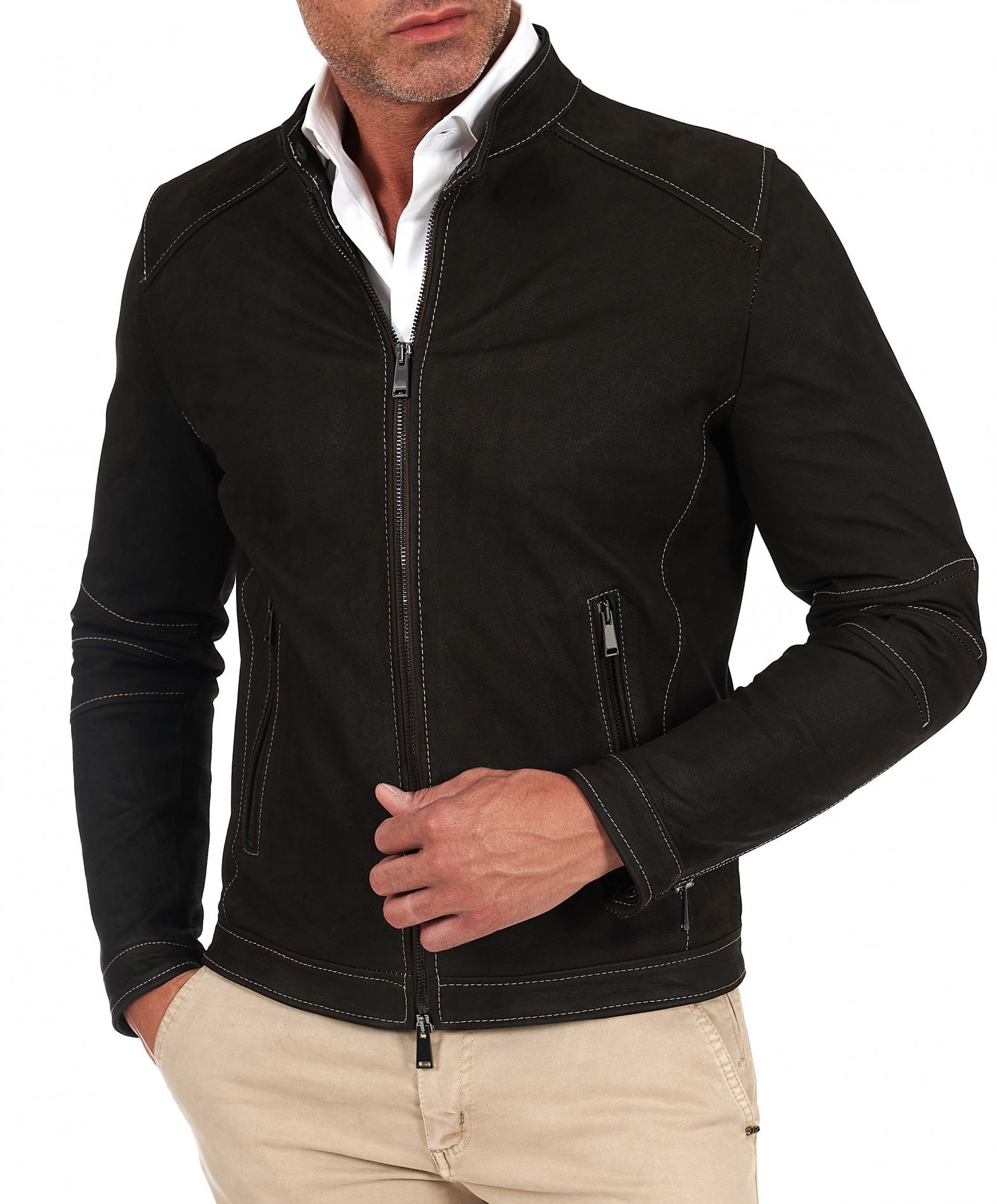 Veste cuir nubuck fashion homme