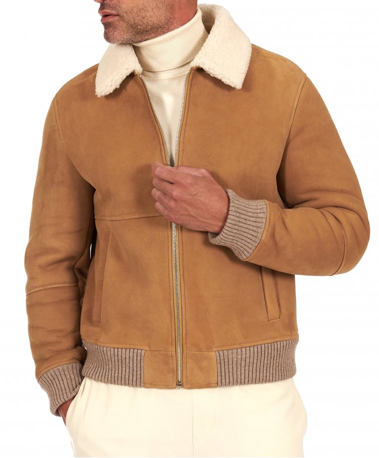 Blouson mouton beige bomber...