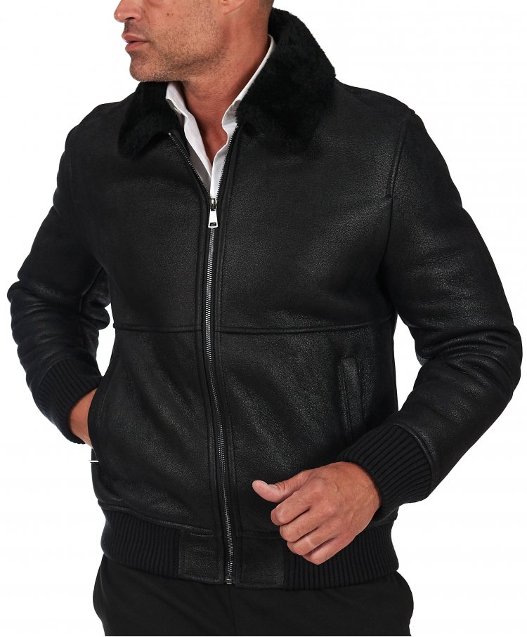 Blouson mouton noir vintage...