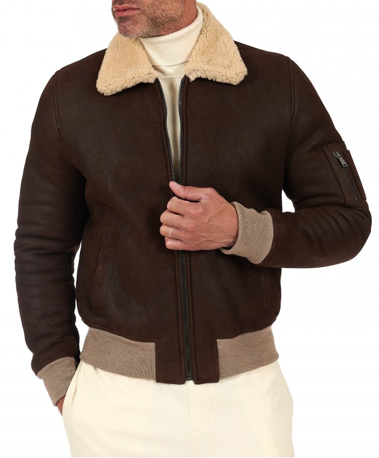 Blouson mouton marron foncé...