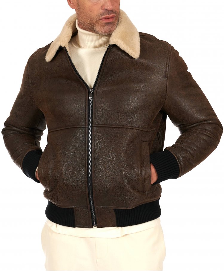 Blouson mouton marron foncé...