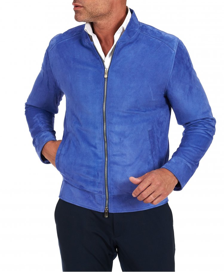 Blouson cuir bleu ciel cuir...