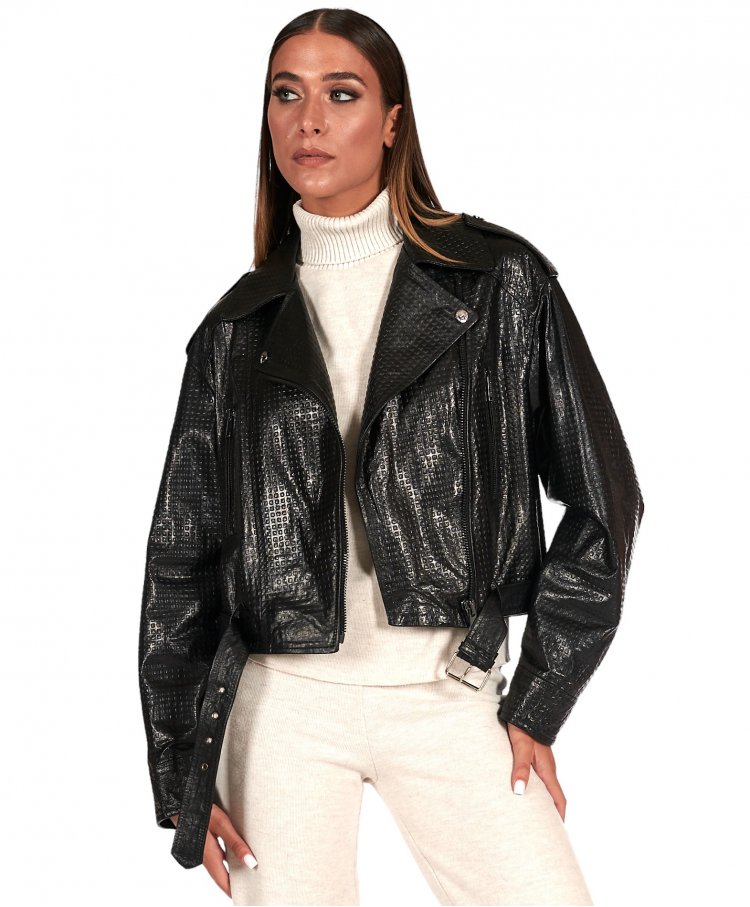 Blouson biker oversize en...