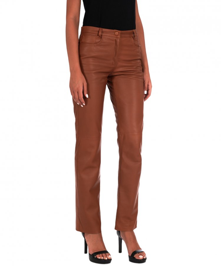 Pantalon cuir plongé cognac...