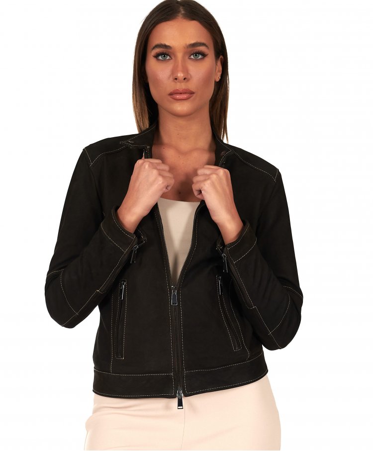 Blouson en cuir nubuck...