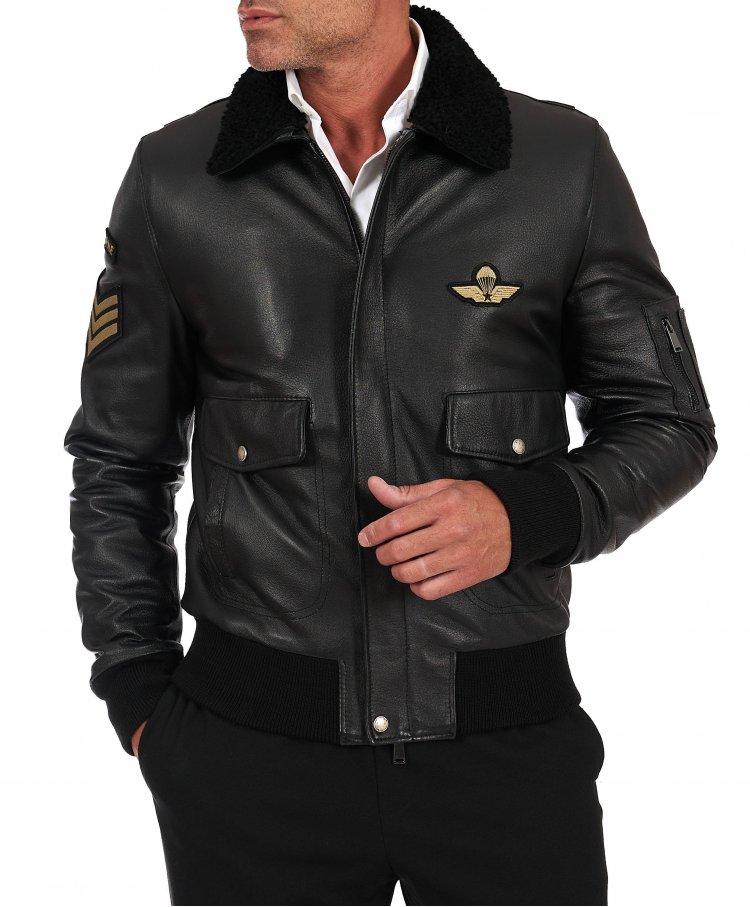 Blouson cuir noir froissé...