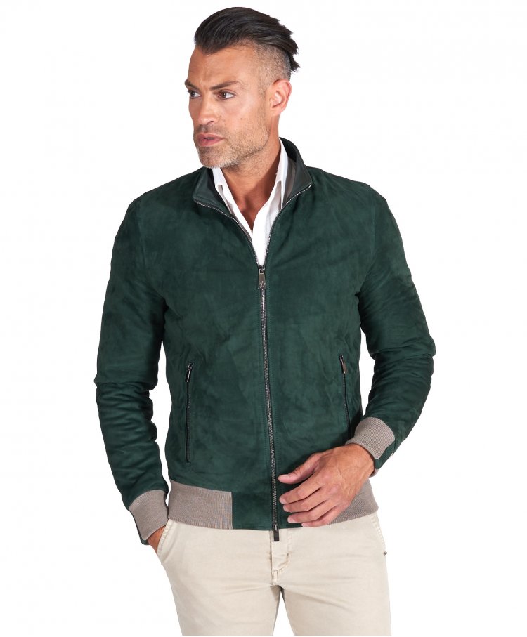 Blouson bomber cuir vert...