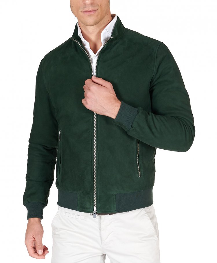 Blouson bomber cuir vert...