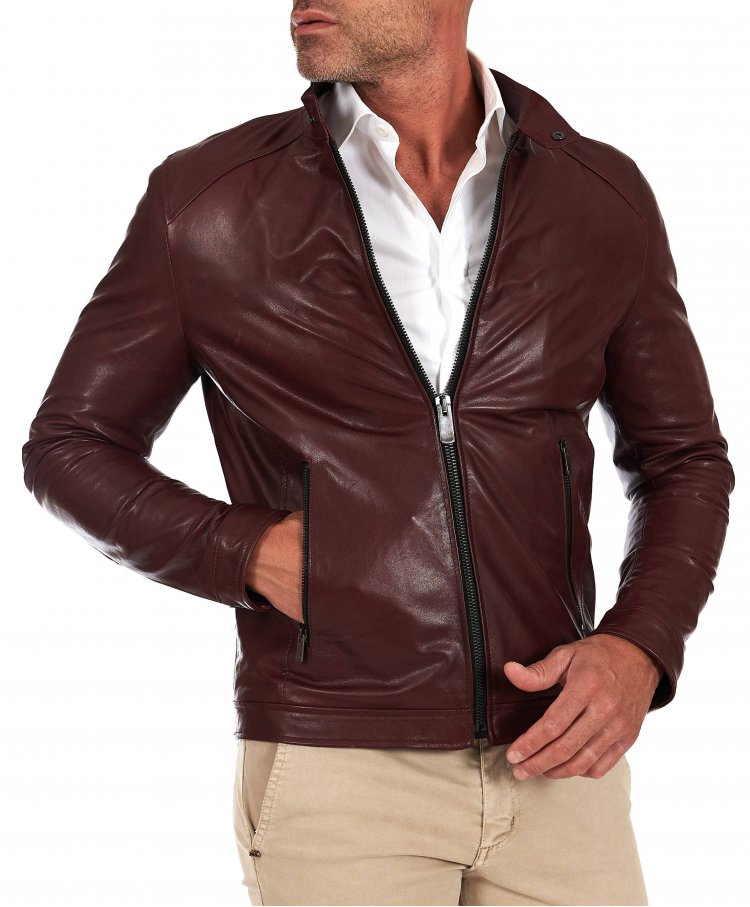 Blouson cuir bordeaux veste...