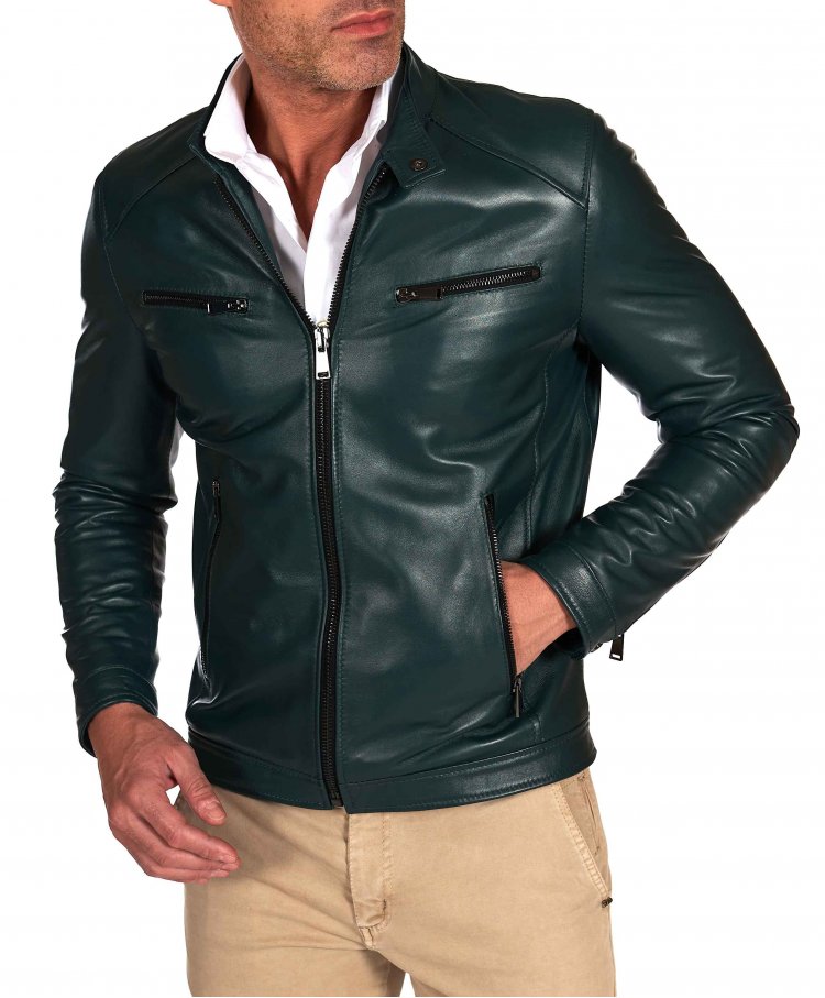 Blouson cuir naturel vert...