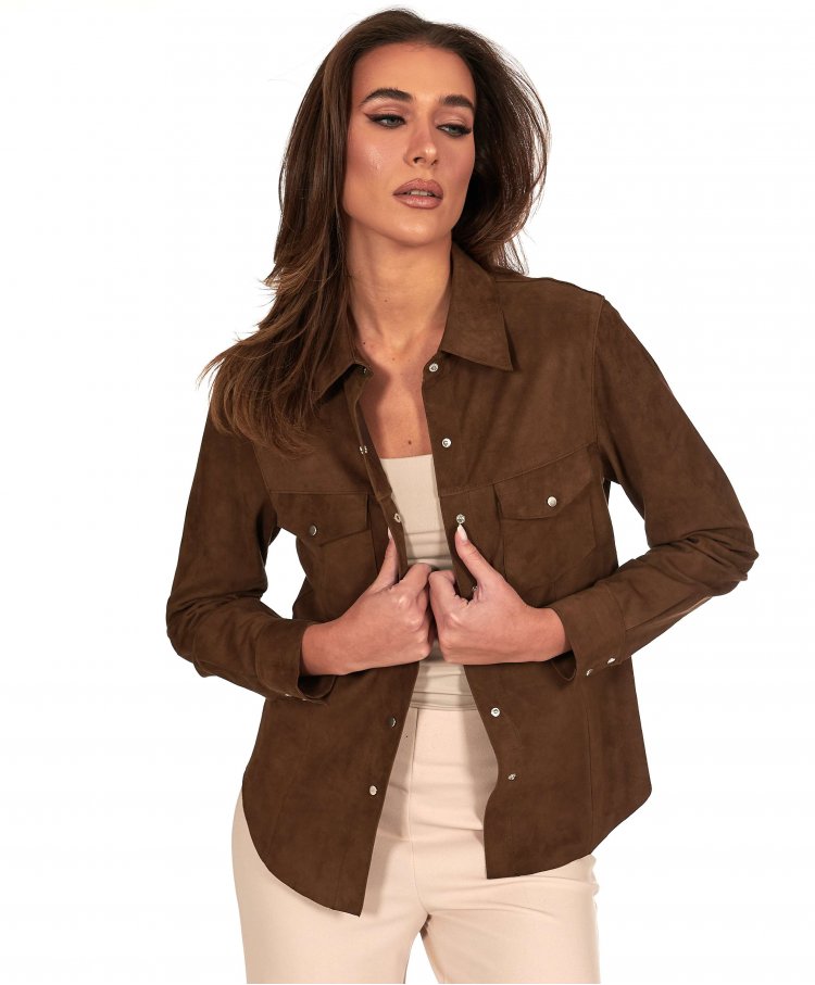 Chemise cuir daim taupe...