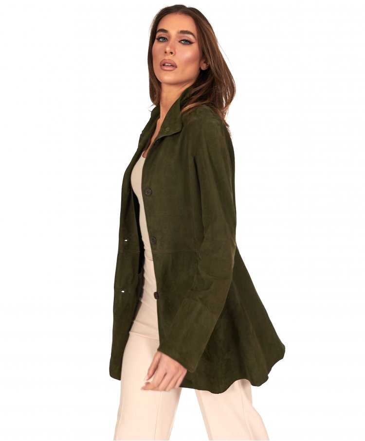 Manteau cuir olive sans...