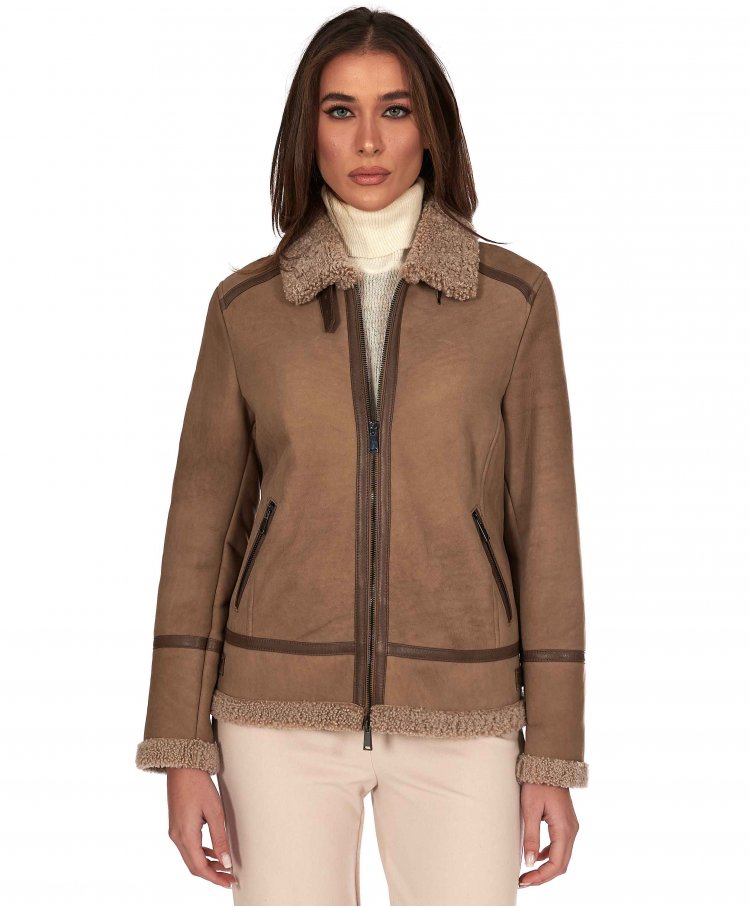 Blouson mouton taupe veste...