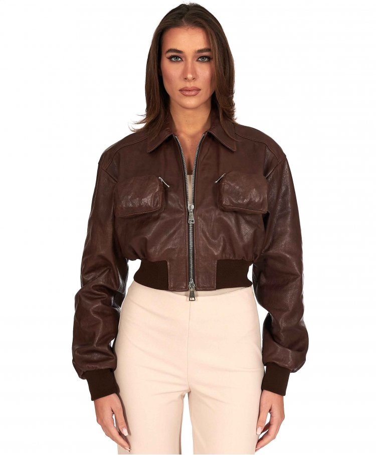 Blouson bomber en cuir...