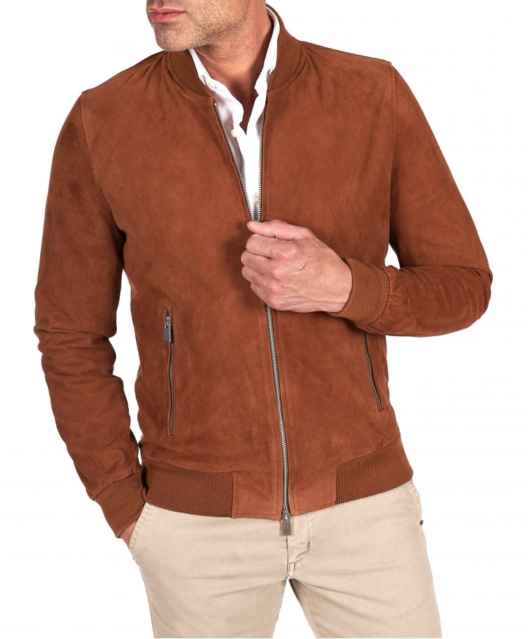 Blouson cuir daim cognac...