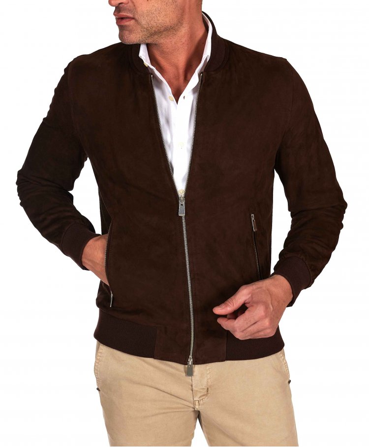 Blouson cuir daim marron...