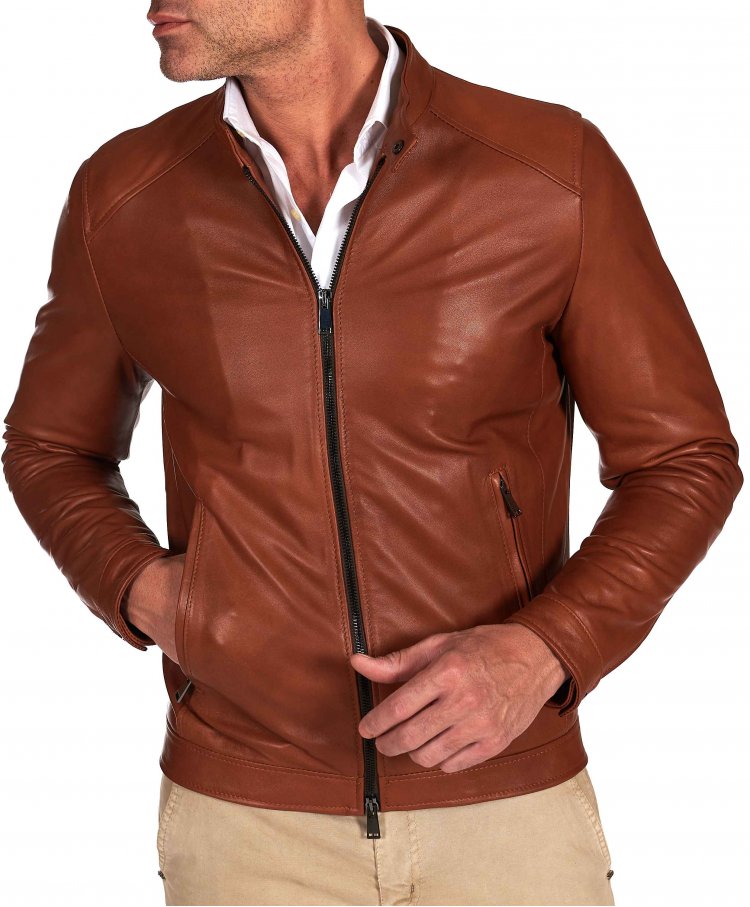 Blouson cuir naturel cognac...