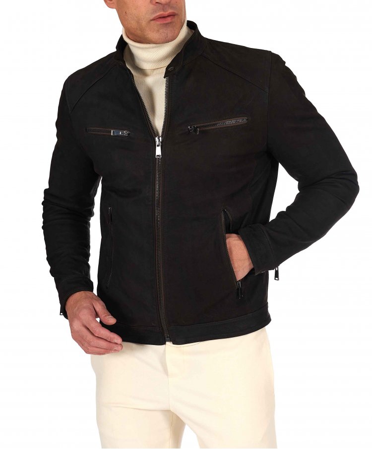 Blouson en cuir nubuck...