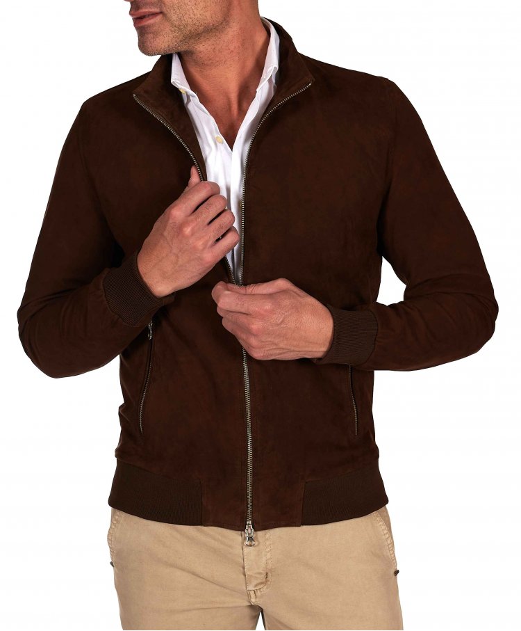 Blouson bomber cuir marron...