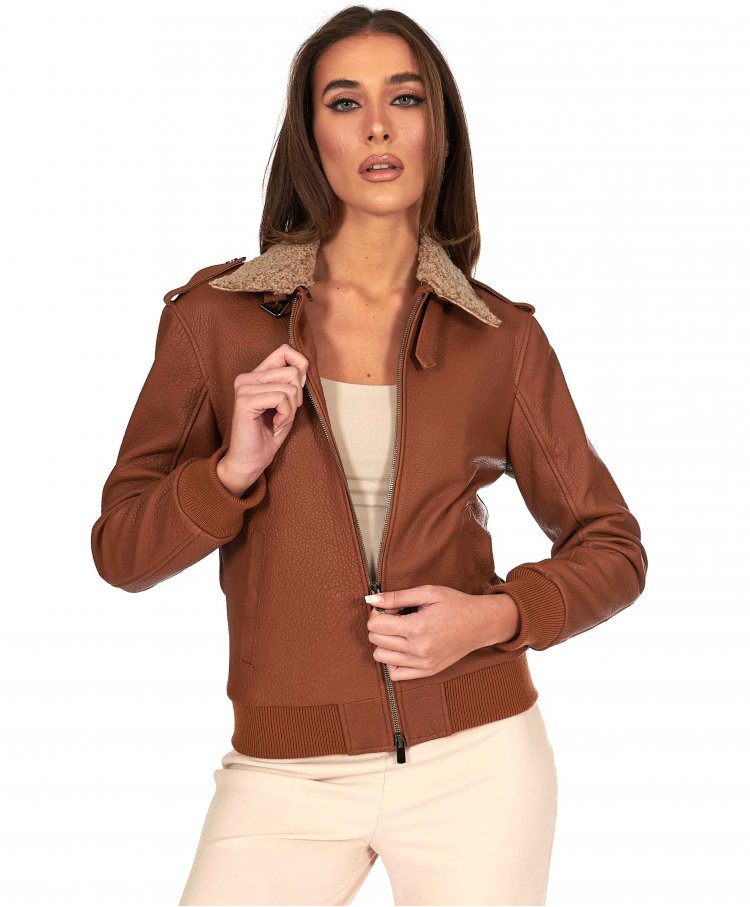 Bomber aviateur cuir cognac...