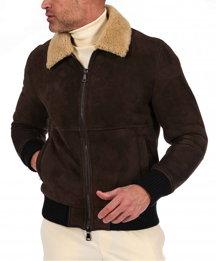 Blouson mouton marron foncé...