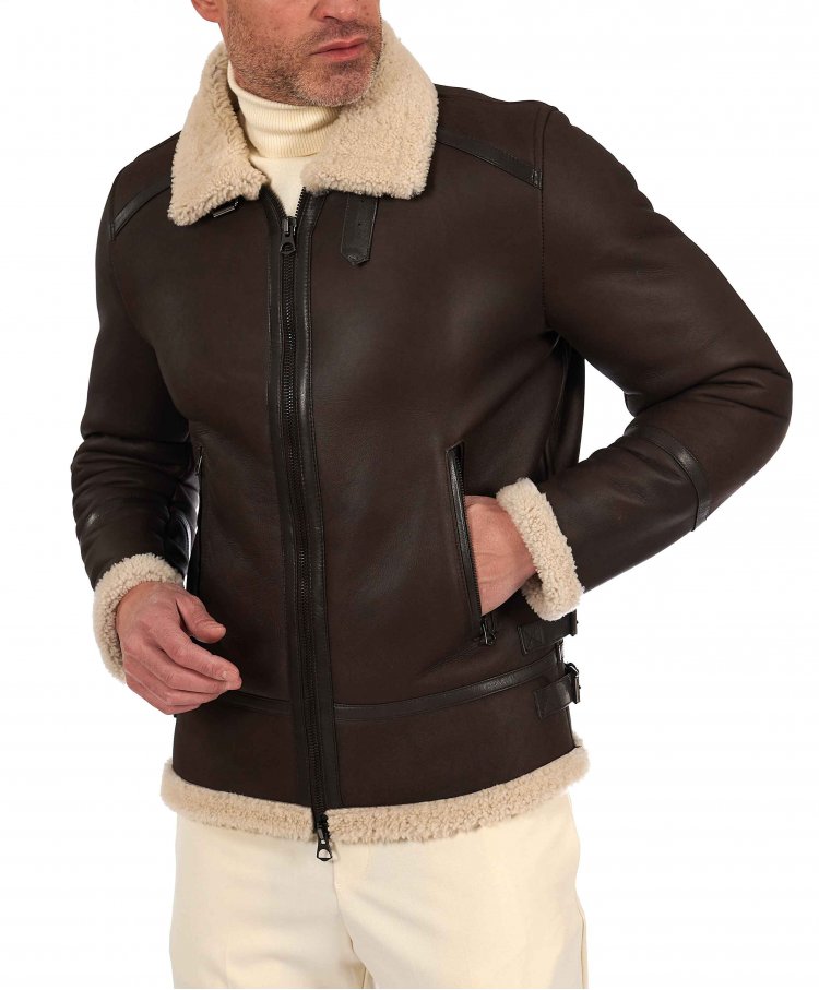 Blouson mouton marron foncé...