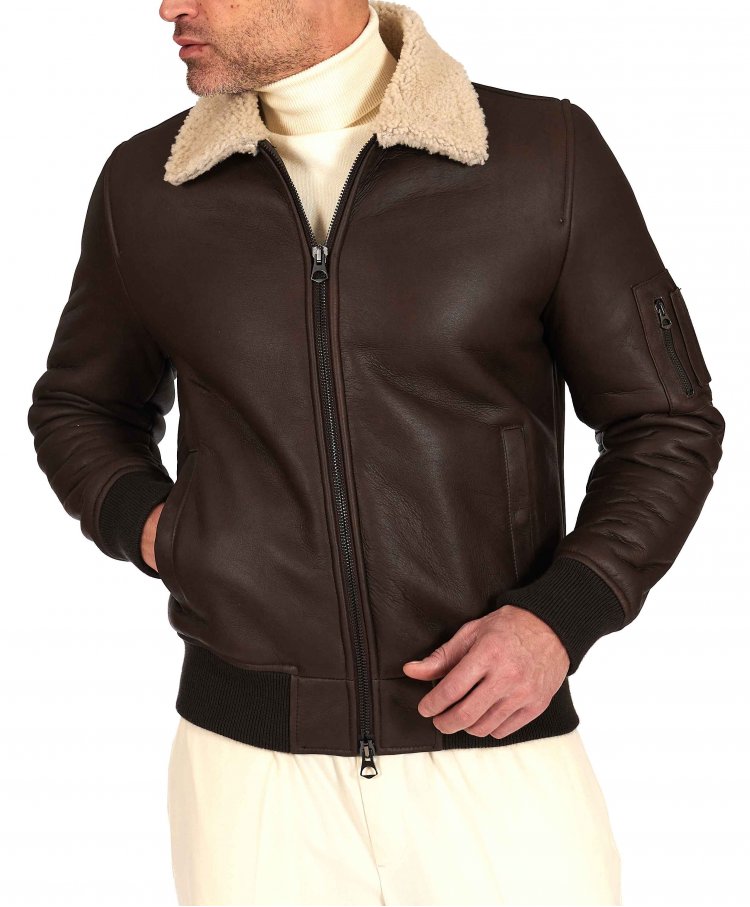 Blouson mouton marron foncé...