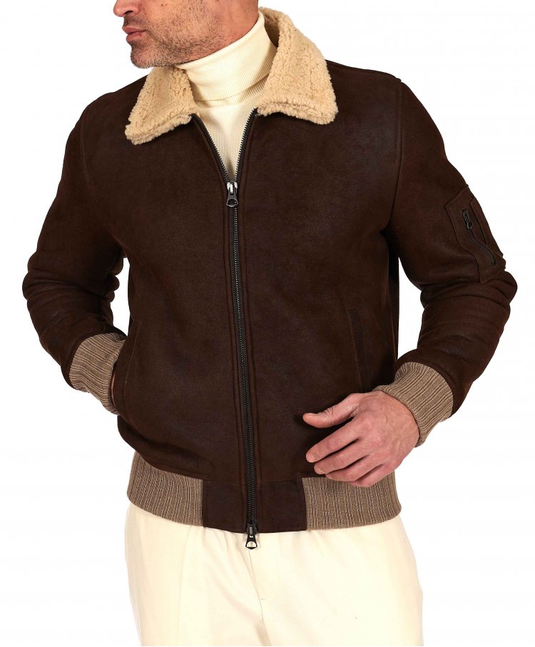 Blouson mouton marron foncé...