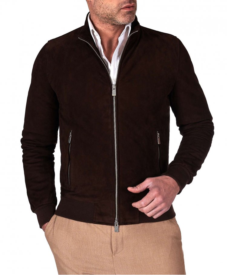 Blouson bomber cuir marron...