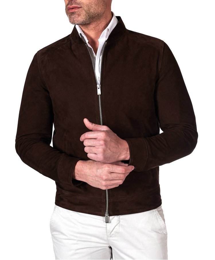 Blouson cuir daim marron...