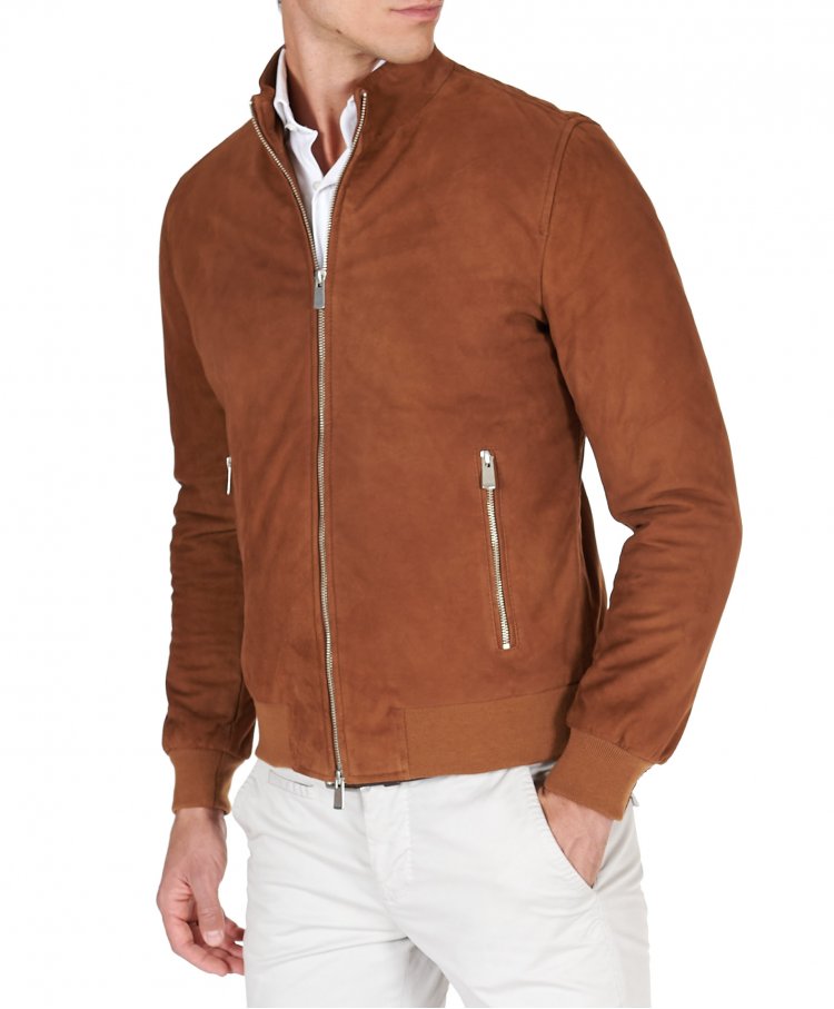 Blouson bomber cuir cognac...