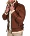 Montone cuoio Shearling biker uomo collo camicia con fibbia