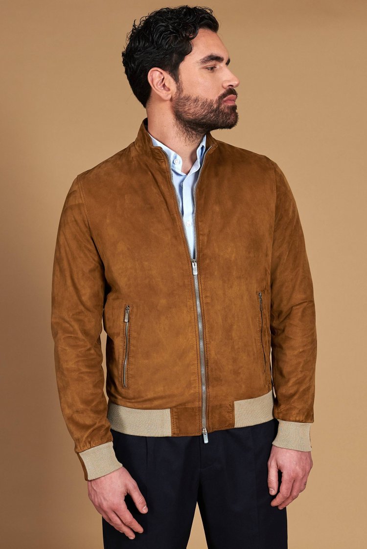 Blouson bomber cuir daim...