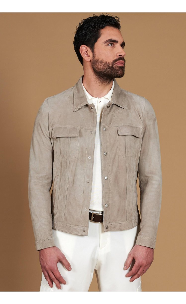 Blouson daim homme gris non...