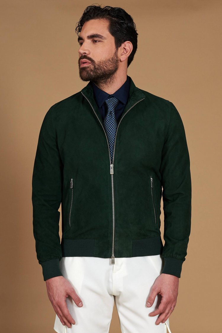 Blouson bomber cuir vert...