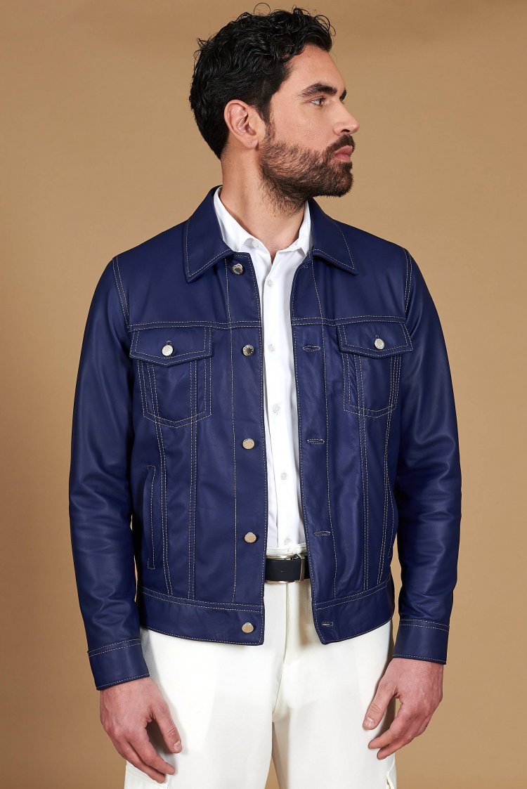 Blouson cuir bleuette pour...