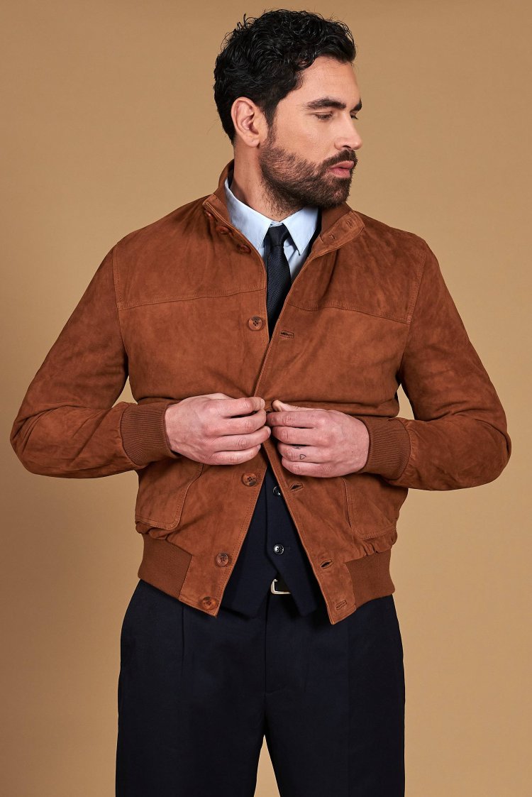 Bomber cuir daim cognac...