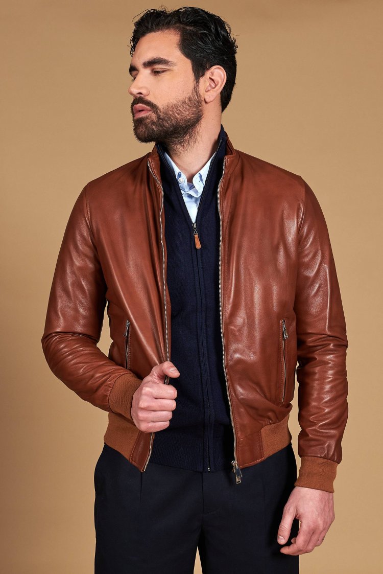 Blouson cuir naturel cognac...